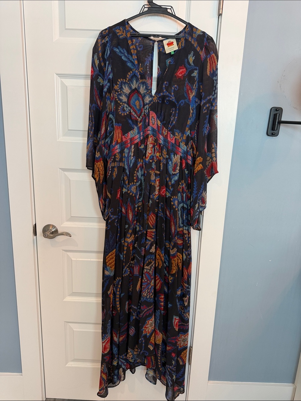 FARM Rio Black Maxi Dress with Multicolor Paisley Print - Picture 5 of 11